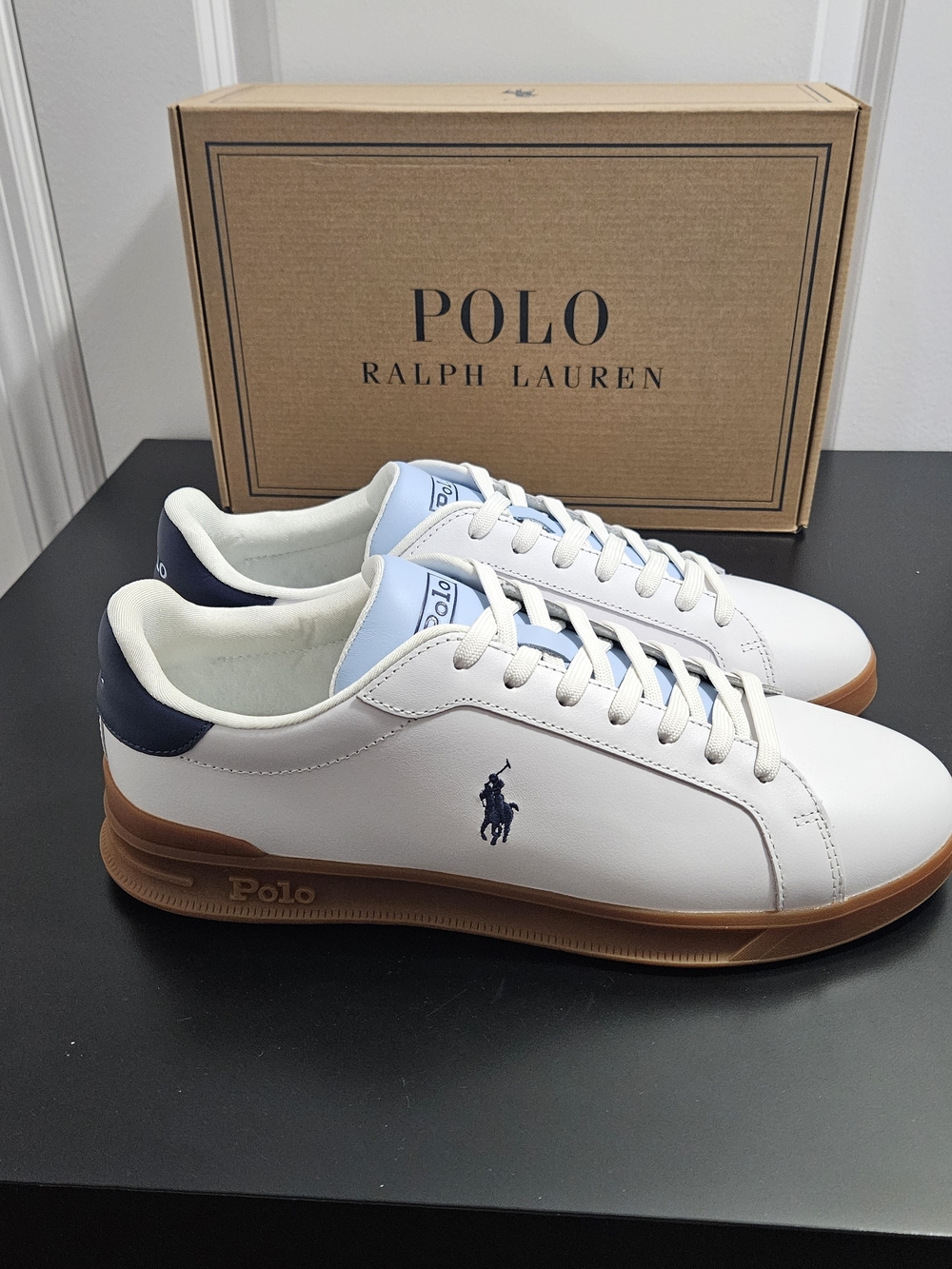 NIB Men's Polo Ralph Lauren HRT CRT II-SK-LTL White Leather Sneakers US 10.5M